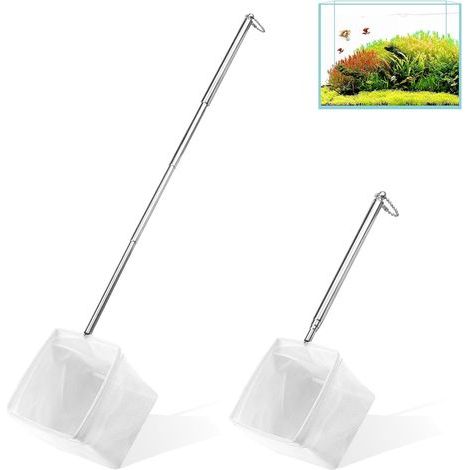 Aquarium-Kescher, Teleskopgriff aus Edelstahl 13-40 cm, feines Nylongewebe, für Teiche und Nano-Aquarien (1/5)