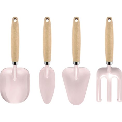 4pcs Garden Shovel Multipurpose Efficient Cartoon Wood Handle Digging Shovel for Garden Farm(Pink) (1/3)