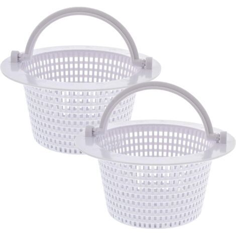 PA Panier rond pour skimmer de piscine hors sol, avec poignée pour Un Retrait Facile, Paquet de 2 - Diam 16 cm - Blanc (1/4)