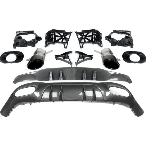 Difusor de parachoques trasero, material ABS, ajuste perfecto, aspecto de carbono A35. (1/2)