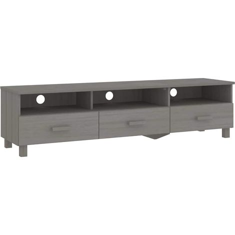 vidaXL Mueble de TV HAMAR madera maciza de pino gris claro 158x40x40 (1/2)