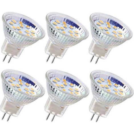 6 ampoules LED, MR11, spots, ampoules GU4, 3 W, 18 LED, lampes halogènes, équivalent 20 W, ampoules LED non dimmables, 12 V AC/DC pour éclairage sur rail domestique et extérieur (froid - Crezuo