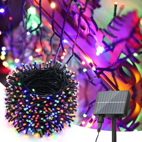 Guirlande lumineuse solaire d'extérieur, 52 mètres, 500 LED, 8 modes, étanche, adaptée aux jardins, fêtes, mariages et décorations de terrasse, multicolore