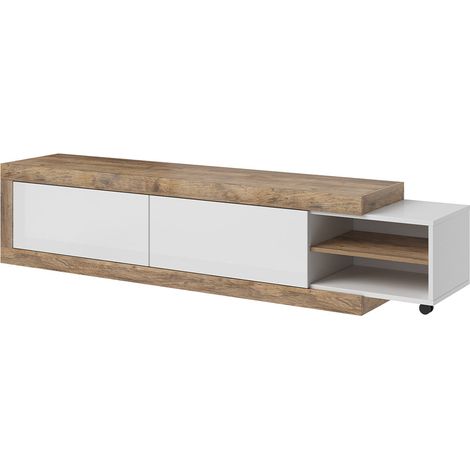 Mueble TV 2 puertas 200 cm Azior Blanco y Madera (1/5)