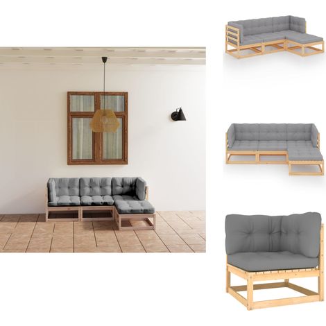 4-tlg. Garten-Lounge-Set mit Kissen Kiefer Massivholz - Garten Lounge Set - Kiefernholzmöbel - Outdoor Möbel - Gartenmöbel - Loungemöbel (1/5)