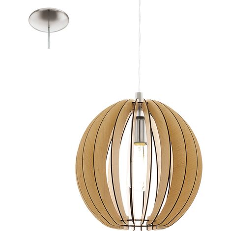 Sospensione Contemporanea Cossano Acciaio Nichel Legno 1 Luce E27 (1/5)