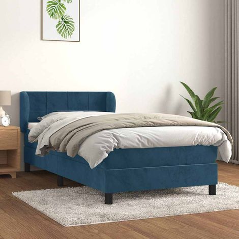 Cama box spring con colchón terciopelo azul oscuro 80x200 cm (1/5)