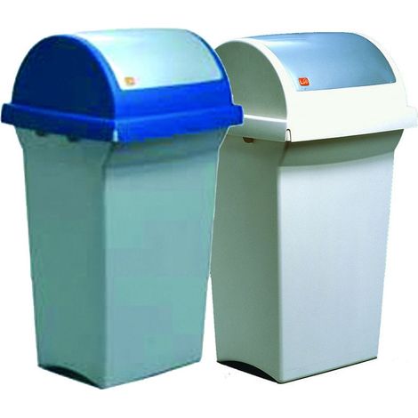 Bidone con coperchio basculante lt.50 - Colore: Grigio/Blu - Misure: cm 43x39x76h