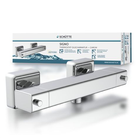 Robinet de douche thermostatique avec protection anti-brûlure à 38 °C Chromé (1/5)