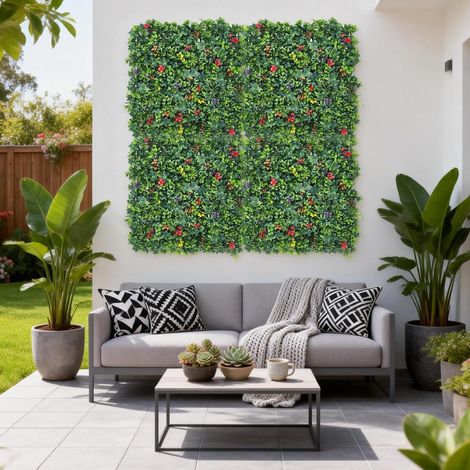 Lot 8 panneaux végétaux mousse 50x50cm autocollants, écran intimité jardin et déco murale (1/5)