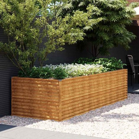Vidaxl – Carré potager en acier corten 290 x 100 x 69 cm – Résistant aux intempéries – Design plié pour sécurité – Grand espace pour plantes (1/5)