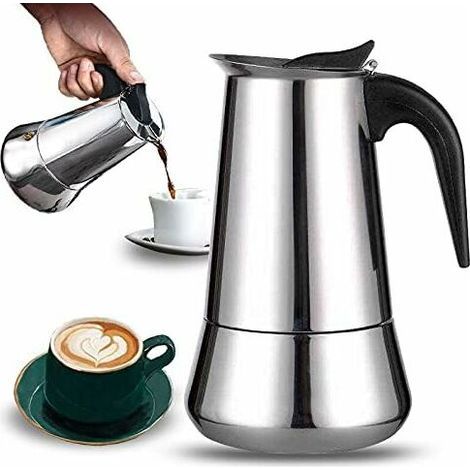 Cafetière italienne 12 tasses en acier inoxydable compatible tous types de feux 12 tasses (1/4)