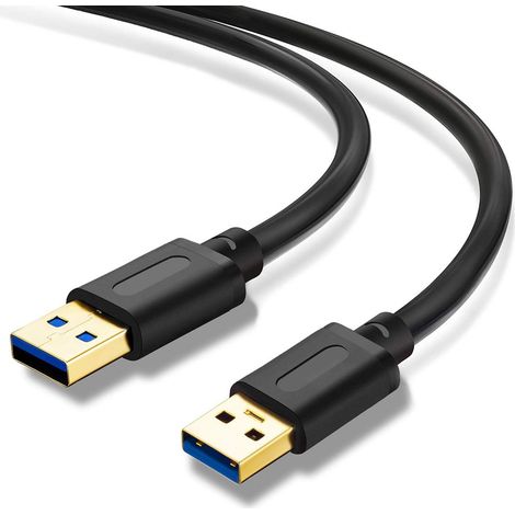 Câble USB 3.0 A mâle vers A mâle - 90 cm - 5 Gbps - Blindage double - Connecteurs plaqués or - Pour enceinte disque dur, lecteur DVD, refroidisseur PC