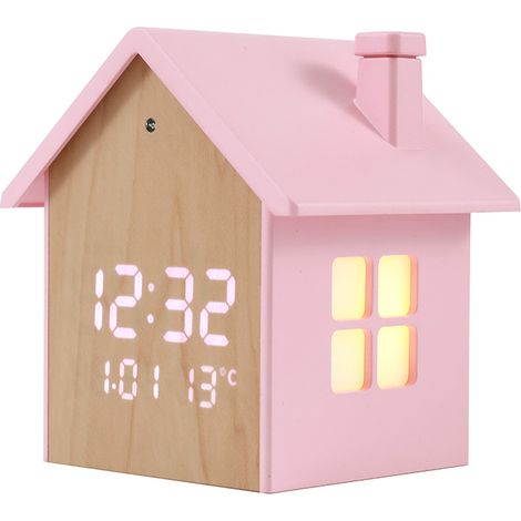 iTotal - Birdhouse Alarm Clock - Pastel Pink - 11.5 x 9.8 x 11 cm