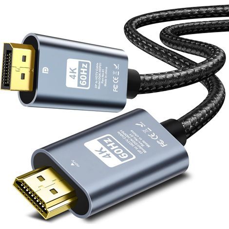 Câble DisplayPort vers HDTV 4K @ 30 Hz - 2,0 m - Unidirectionnel - Ordinateur vers moniteur HDTV - Pour jeux sur plusieurs écrans - Compatible avec écran, projecteur, HDTV, ordinateur portable (1/5)