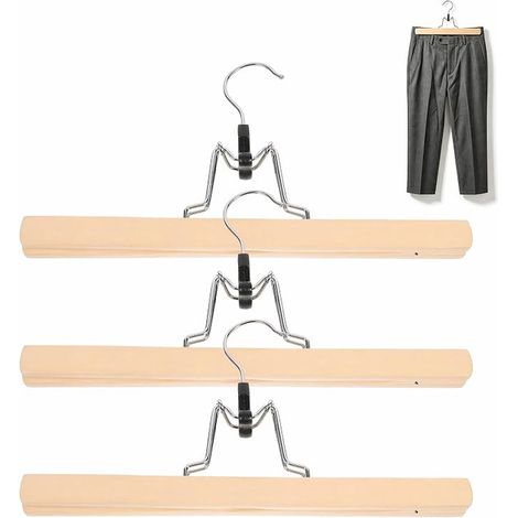 Wooden Trouser Hanger Skirt Hanger Wardrobe Storage (1/5)
