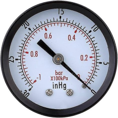 Manomètre - 0 - -30 inHg 0 - -1 bar Mini cadran Manomètre à vide d'air manomètre pression (1/5)