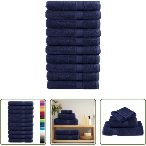 vidaXL Baumwolle - Premium Saunatücher SOLUND 10 Stk. Marineblau 80x200 cm 600 g/m² (1/5)