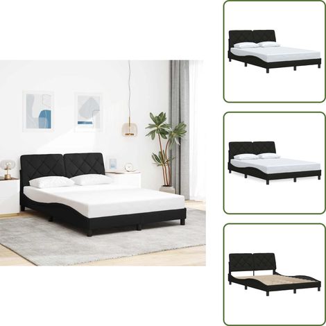 vidaXL Cadre de lit sans matelas noir 140x200 cm tissu (1/5)
