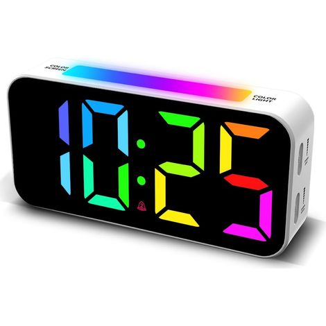 Despertador potente para dormitorios, ideal para personas con sueño profundo, reloj nocturno digital con luz nocturna, pantalla grande, doble alarma y función de repetición (Blanco) (1/5)