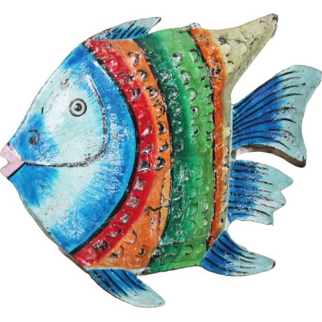 Decorazione nautica per la casa a forma di pesce in metallo multicolore - Statuetta decorativa a forma di marinaio - Stile acquatico