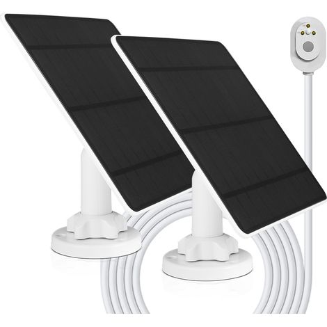 2 Pcs Panneau Solaire 5W PET Compatible Caméra Arlo Pro3/Pro4 Pro5S/Ultra/Ultra2 Panneaux Solaires pour Caméra de Sécurité Câble 3m Étanche IP65 Support Réglable à 360° (1/5)