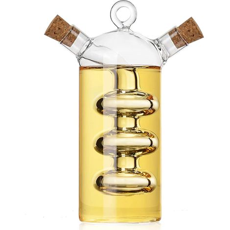 Bouteille En Verre Pour Huile D Olive - Distributeur 2 En 1 Huile Et Vinaigre - Forme De Courge - 500 Ml - Lot De 1 (1/5)
