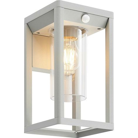 [NEUWERTIG] B-Ware Lindby Estami Außenwandleuchte Außen Wandleuchte Leuchte Lampe Sensor Silbergrau