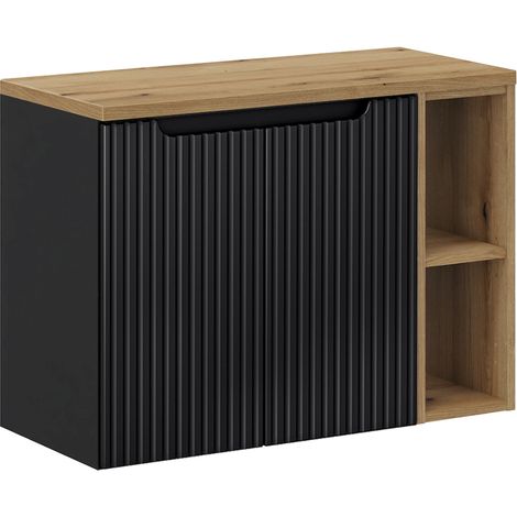 Mobile bagno senza lavabo Riva nero e marrone 80cm