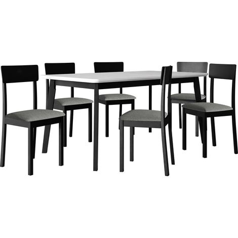 Conjunto de comedor Victorville 350, Blanco + Negro, 75x90x160cm, Diámetro: 0, Número de asientos: 6, Estilo: Contemporary