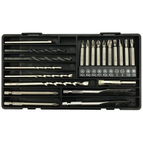 FENOPLASTICAJeu d'embouts de tournevis, jeu d'embouts de tournevis, jeu d'embouts multifonctionnel avec embouts HSS, embouts pour maçonnerie, embouts pour bois, embouts pour bêche à bois, scie cloche, (1/5)