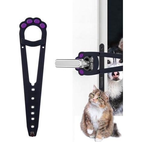 1 Pcs, Noir Sangle de Porte Réglable pour Chats empêche les Chiens d'accéder à la Litière ou à la Nourriture, Maintient la Porte Entrouverte pour Chats, Barrière Pratique sans Percer (1/5)