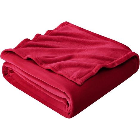 BelleRise - Plaid Canape Couverture Polaire 150x200,Couvre Lit 2 Personnes, Plaid Canapé Flanelle Doux et Chaud,Bourgogne Rouge (1/5)