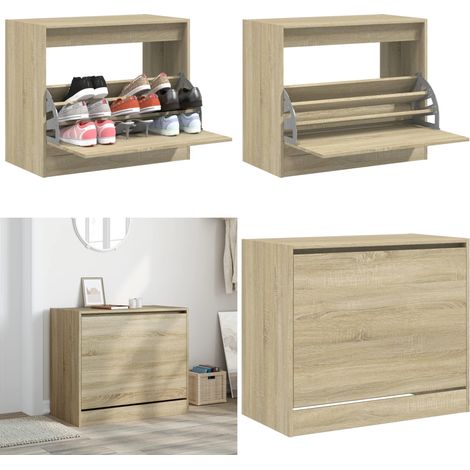 Schuhschrank Sonoma-Eiche 80x42x69 cm Holzwerkstoff - Schuhschrank - Schuhregal - Holzwerkstoffmöbel - Garderobe - Wohnraumorganisation - Home & Living (1/5)