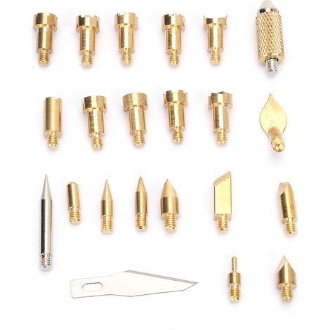 22 pièces d'accessoires pour fer à souder électrique en laiton, pointe de stylo à pyrogravure pour bois et soudure (1/5)