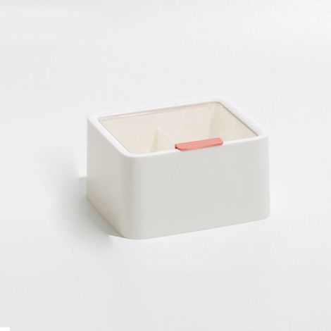 Boîte de Rangement Transparente à Double Étage Grande Capacité pour Rouges à Lèvres - Design à Grille avec Couvercle, Bureau et Maison, Blanc (1/5)