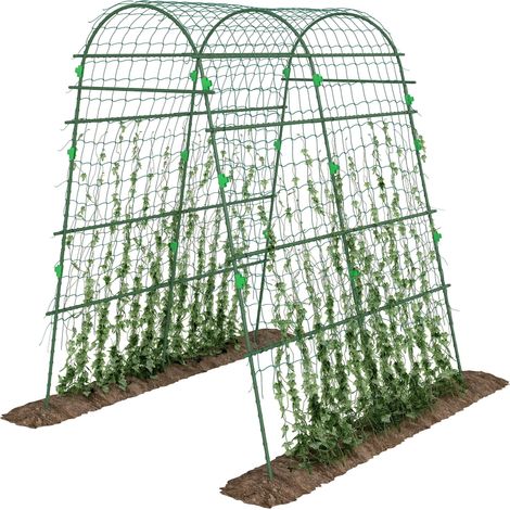 Treillis à concombres, 206 cm de haut, avec cadre de jardin arqué, adapté aux plantes grimpantes, suspension libre, cadre en acier vert. (1/5)