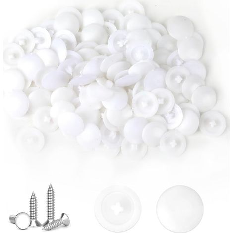 100 Pièces Blanc Cache Capuchon à Vis Ronds en Forme de Croix en Plastique, Capuchons à Encliquetage pour Vis Clous Autotaraudeurs, Idéaux pour Le Montage sur Le Mur et comme Décoration pour Meuble