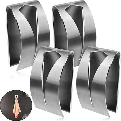 4er-Set Handtuchhaken aus Edelstahl  Montage ohne Bohren  Modernes und minimalistisches Design  Geeignet für Bad und Küche
