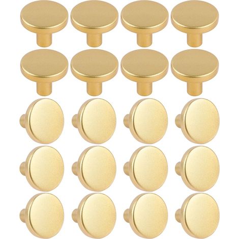 Schubladengriffe, goldene Möbelknöpfe, runde Türgriffe, goldene Messing-Schrankknöpfe für Kommoden, Kleiderschränke und andere Möbel – 20 x 30 mm