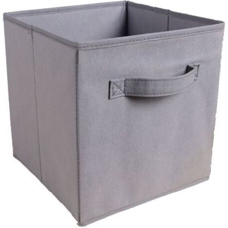 Boîte de rangement pliable en tissu gris, 30 cm de large x 30 cm de long x 30 cm de haut, sans couvercle, type tiroir, 1 pièce (1/5)