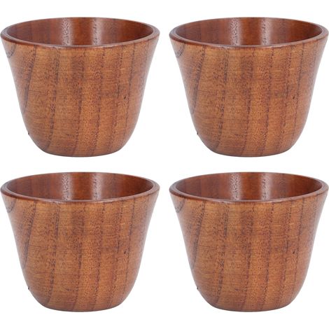 Holzbecher 75 ml, Retro-Naturstil, isoliert, für Tee und Kaffee, gesund und schadstofffrei (1/5)