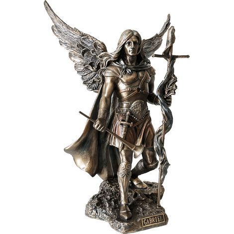 Statuette saint Gabriel de couleur bronze (1/4)