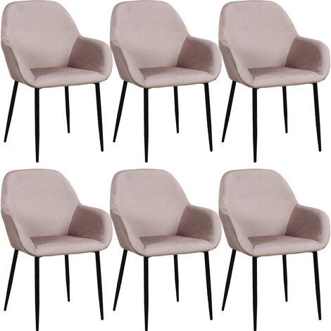 ALESSIA - Lot de 6 Fauteuils Velours Côtelé Rose (1/5)