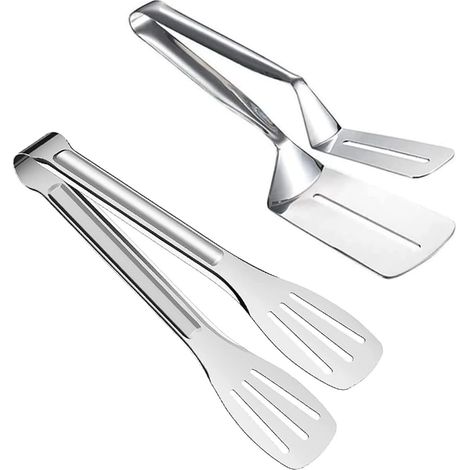 Ahlsen Grillzange, 2 Stück, Steakzange, Edelstahl-Kochzange, Edelstahl-Küchenzange, Salatzange, Wurstzange, zum Grillen von Brot, Fleisch, Pizza, Fisch, Steak (1/3)