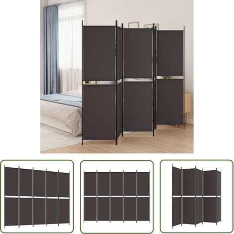 The Living Store Cloison de séparation 5 panneaux Marron 250x200 cm Tissu - Cloison De Séparation - Écran De Confidentialité - Séparateur De Pièce - Mur D'intimité - Décoration Murale (1/5)
