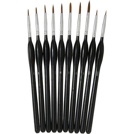 Ensemble de pinceaux de précision — Ensemble de 10 pinceaux professionnels pour peintres de miniatures — Pinceaux fins pour un travail de précision (convient à la peinture acrylique, à l'aquarelle et (1/5)