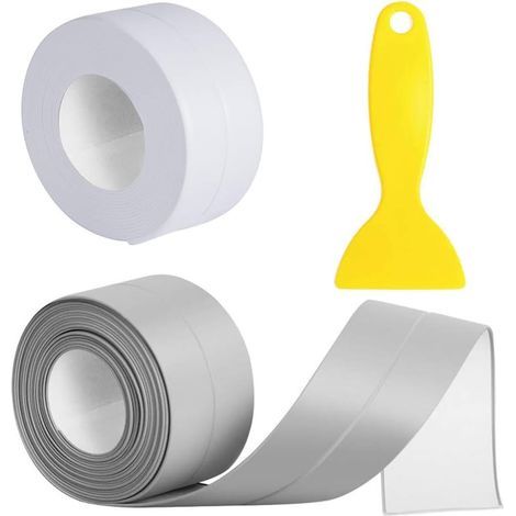 -Dichtungsband, selbstklebendes Dichtungsband, Badedichtband, wasserdichtes / Mehltau- / Kakerlakenschutzband, für Badezimmer, Küche, Toilette, Wandecke (2 Stück) (1/5)