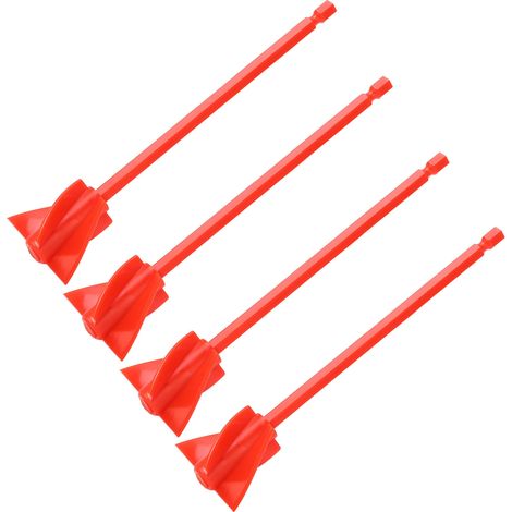 Lot de 4 palettes de mélange pour résine, mélange homogène et puissant, 5 lames, réutilisables, accessoire pour perceuse, rouge