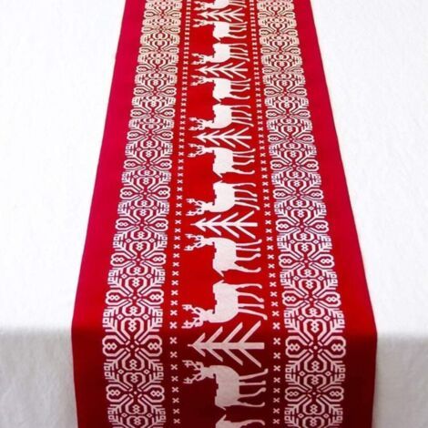 Coperta da tavola per Natale in cotone e lino, decorazione per tavoli natalizi, coperta da tavola lavabile per feste, 33 × 183 cm, coperta da tavola natalizia (1/4)